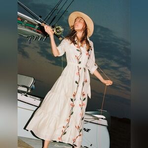 NWT Anthropologie x Samant Chauhan Embroidered Shirtdress